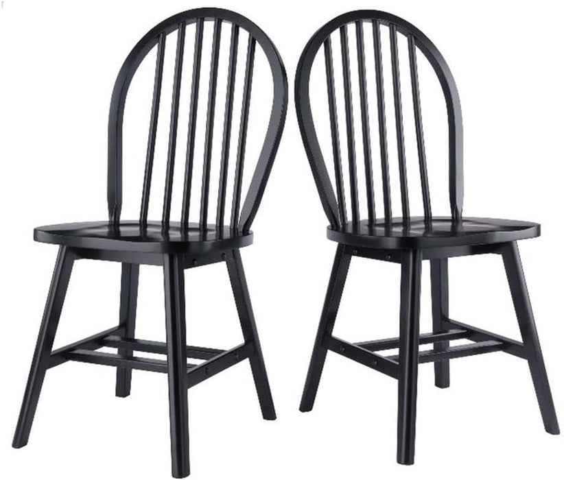 Windsor 2-Piece Chair Set, Solid Wood, Black Finish