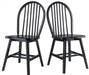 Windsor 2-Piece Chair Set, Solid Wood, Black Finish