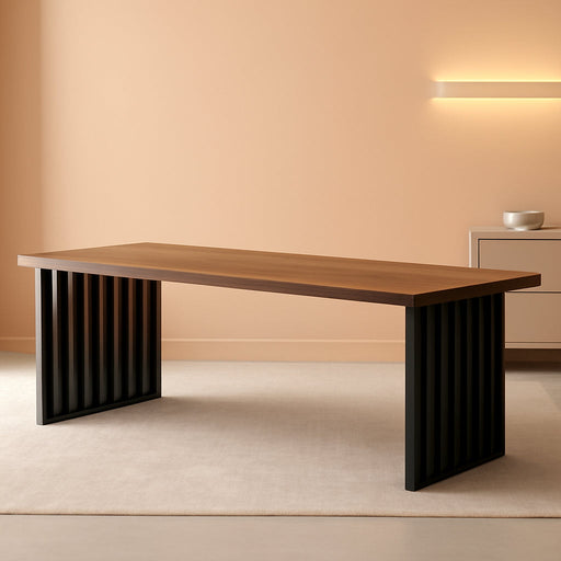 Tribesigns Industrial Dining Table for 6-8 Person, 78.74" Long Rectangle Dining Table Wood Kitchen Table with Heavy Duty Metal Frame for Living Room and Dining Room (Brown & Black)