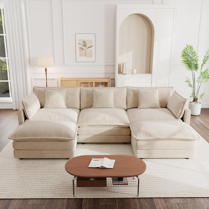 Modular Sectional Sofa Light Coffee Deluxe Configuration