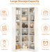 Corner Bookshelf, 6-Tier 3-In-1 Narrow Cube Storage Shelf, White