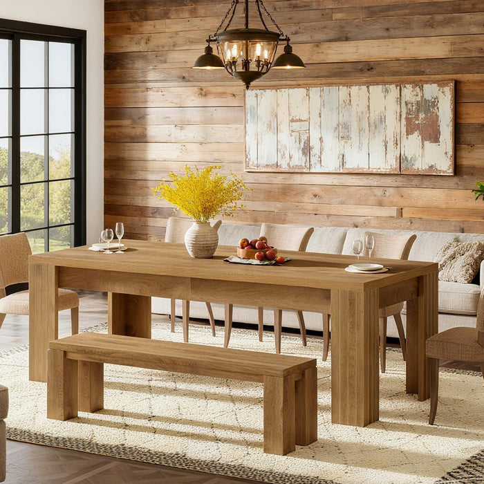 Dining Table for 6-8 People, 78.7-Inch Farmhouse Rectangular Kitchen Table with Heavy Duty Legs, Large Long Dining Room Furniture for Kitchen, Living Room, Rustic Brown