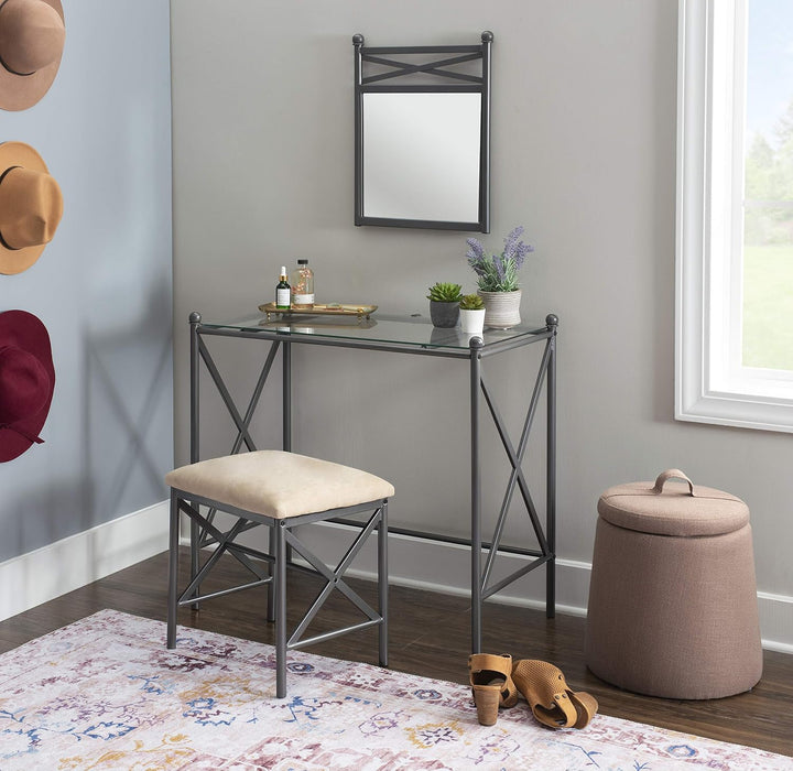 - 57752MTL-01-KD-U Mission Hills Vanity Set, 31" X 32" X 18", Metal