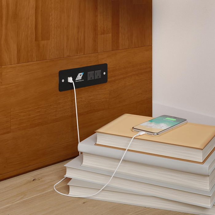 Hamilton Full Murphy Bed Chest with Mattress, Storage, and Built-In Charger in Light Toffee