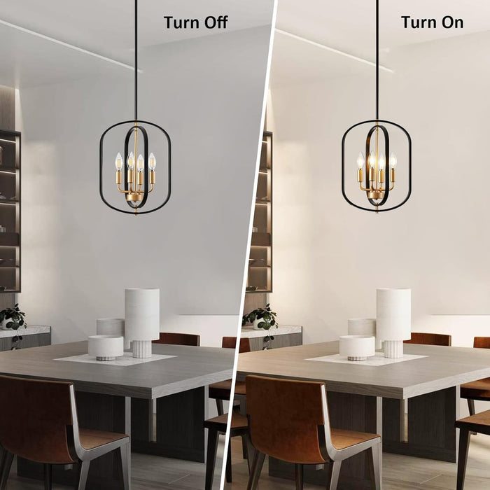 Black and Gold Chandelier for Dining Room Light Fixture, Chandelier for Entryway Light Fixture Foyer Lighting Fixtures Adjustable Modern Farmhouse Chandelier for Living Room Pendant Lights Kitchen