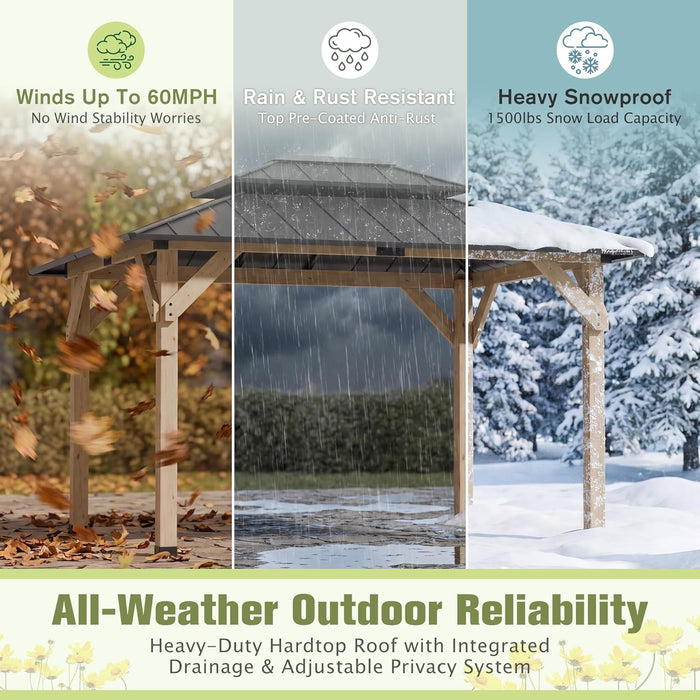10x12 Wooden Gazebo With Galvanized Rainproof Roof