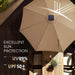 9FT Solar Led Patio Umbrella with Base Included, 32 LED Lights, 8 Sturdy Ribs, Fade Resistant Waterproof POLYESTER DTY Canopy for Garden, Lawn, Deck, Backyard & Pool, Tan