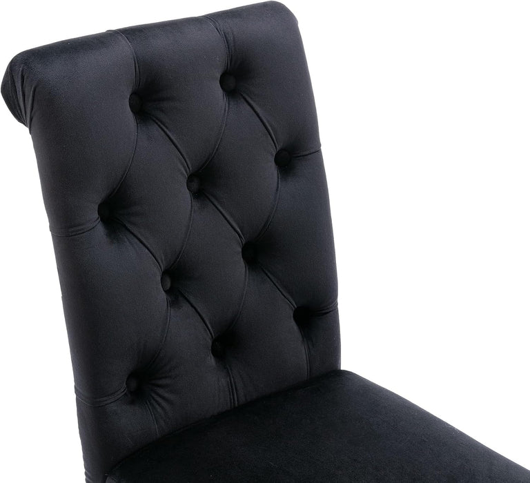 Dining Chairs Set of 4 Mid Century Modern Living Room Chairs with Button Tufted High Back Velvet Armless Chair Comfy Upholstered Side Chairs for Kitchen/Restaurant/Bedroom, Black