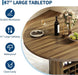 Dining Table, 47 Inch round Dinner Table for 4-6, Kitchen Tables with Storage and Wine Cabinet for Home Dining Room Living Room, Walnut