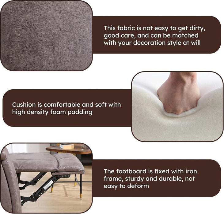 Faux Leather Manual Reclining Sofa,3 Seat Recliner Couch Sofa with Overstuffed Arms and Back,Manual Recliner Sofa Set with Concealed Cup Holders for Living Room,Grey