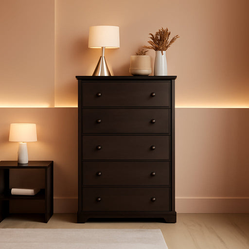 Espresso 5-Drawer Chest with Wide Top
