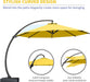 11Ft Offset Cantilever Patio Umbrella with Base Included, Large round Aluminum Outdoor Umbrella, 360° Rotation & Infinite Tilt, Heavy Duty Frame for Deck Pool Backyard, Yellow