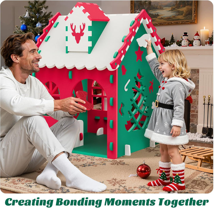 EVA Foam Kids Playhouse, Lightweight Sturdy Puzzle Play Tent for Boys & Girls Ages 3–6, White Roof