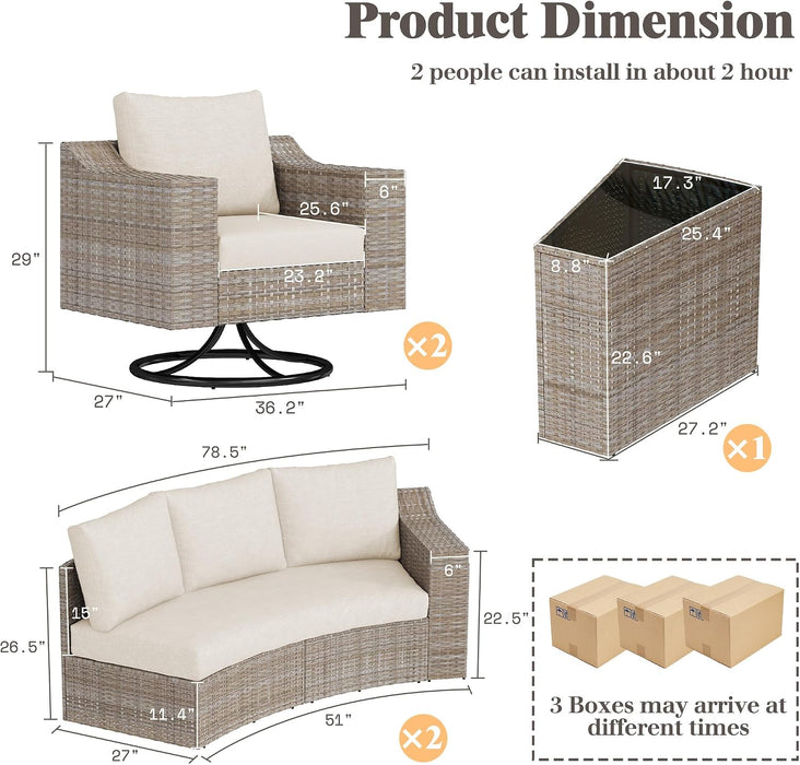 9-Piece Patio Furniture Set with Rocking Chairs & Storage Table