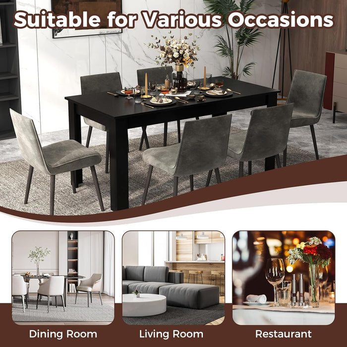 Wood Dining Table for 4-6 People, 63" Wood Rectangle Dinner Table, Modern Kitchen Table with L-Shaped Legs, 330Lbs Weight Capacity, Farmhouse Dinette Table for Dining Room, Living Room, Black