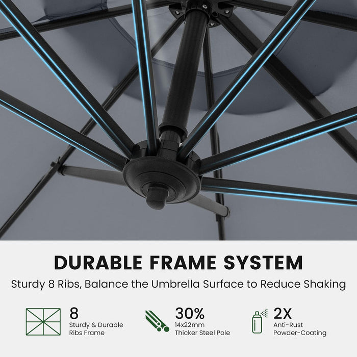 9' X 12'FT Cantilever Offset Outdoor Patio Umbrella with Base