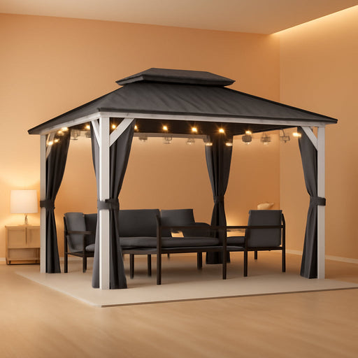 10x12 Foot White Weather Resistant Aluminum Gazebo