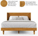 Queen Size Solid Wood Bed Frame with Wingback Headboard, Walnut Brown Finish, Platform Bed Frame, No Box Spring Required