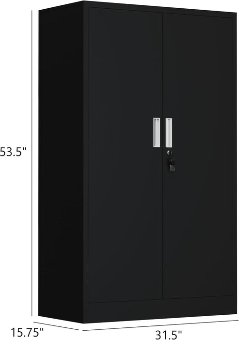 Locking Black 53Inch Industrial Metal Storage Cabinet