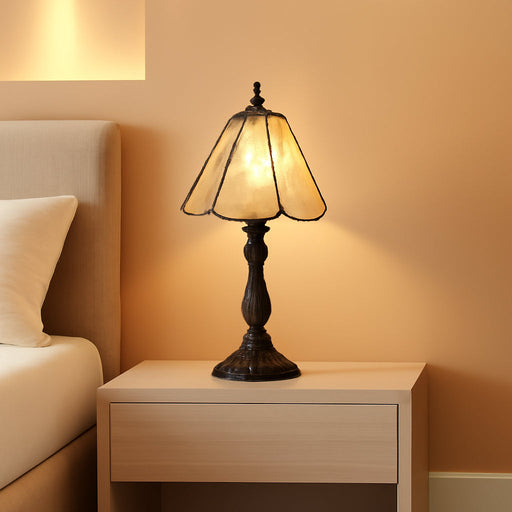 Tiffany Style Table Lamp Yellow Rippled Stained Glass Lamp 14 Inch