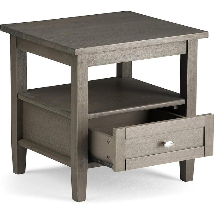 Warm Shaker Solid Wood Rectangle End Table - Farmhouse Grey