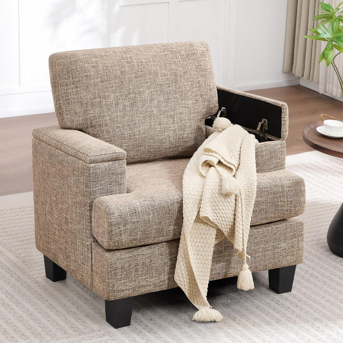 Yellowish Brown Accent Chairs With Armrest Storage