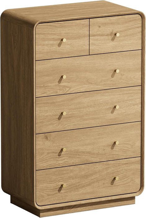 Modern 6 Drawers Dresser for Bedroom, 43.3" Tall Dresser-Brown