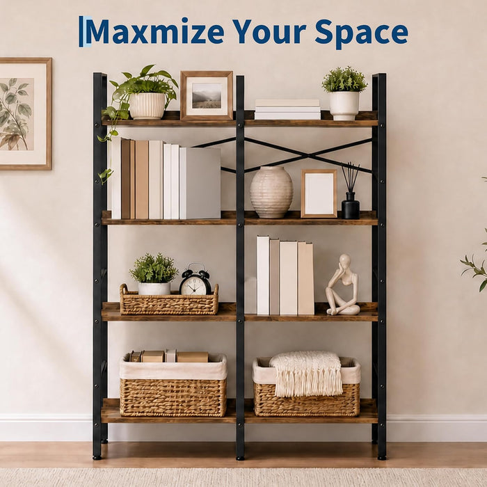 5 Tier Bookshelf, Bookcase with 10 Open Display Shelves