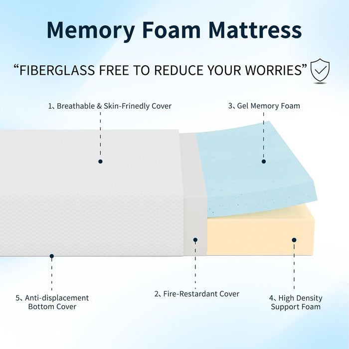 Full Mattress, 10 Inch Gel Memory Foam Mattress in a Box, Fiberglass Free Full Size Mattresses for Pressure & Pain Relief, Soft and Comfortable