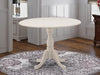 DMT-ABC-TP Dublin Kitchen Dining Table - a round Wooden Table Top with Dropleaf & Pedestal Base, 42X42 Inch, Wirebrushed Buttercream | Kitchen
