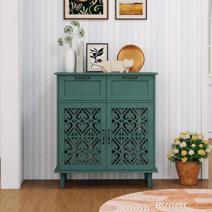 Farmhouse Buffet Cabinet, 2 Door 2 Drawer Sideboard Storage Cabinet