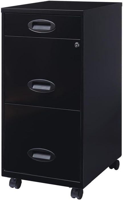3 Drawers 29.52" Vertical Black Metal Filing Cabinet Lockable Pre-Assembled Movable Letter Size for Home, Office