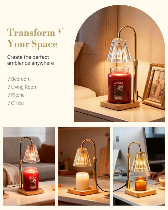 Candle Warmer Lamp for Yankee Candles, Christmas Birthday Gifts for Mom Women Sister Her, House Warming Gifts, Thanksgiving Decorations for Office Room Home Decor, Clear Wax Warmer with Timer