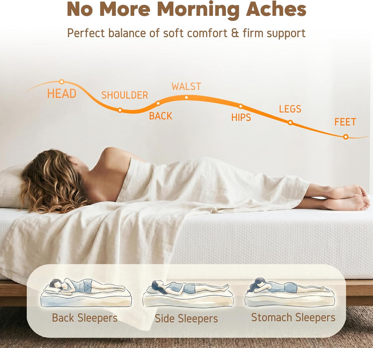 Twin Mattress, 10 Inch Memory Foam Twin Size Mattress, Bed in a Box, Medium