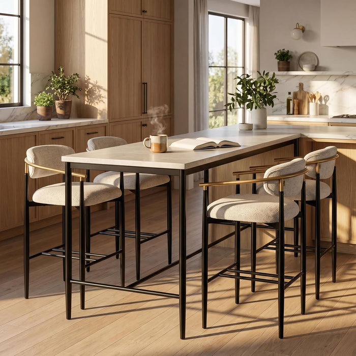 Counter Height Bar Stools Set of 2, 20.5" Extra Wide Seat Bar Chairs with Back, Upholstered Fabric Barstools for Kitchen Island Home Bar, Metal Legs, 25.5" Seat Height,Camel