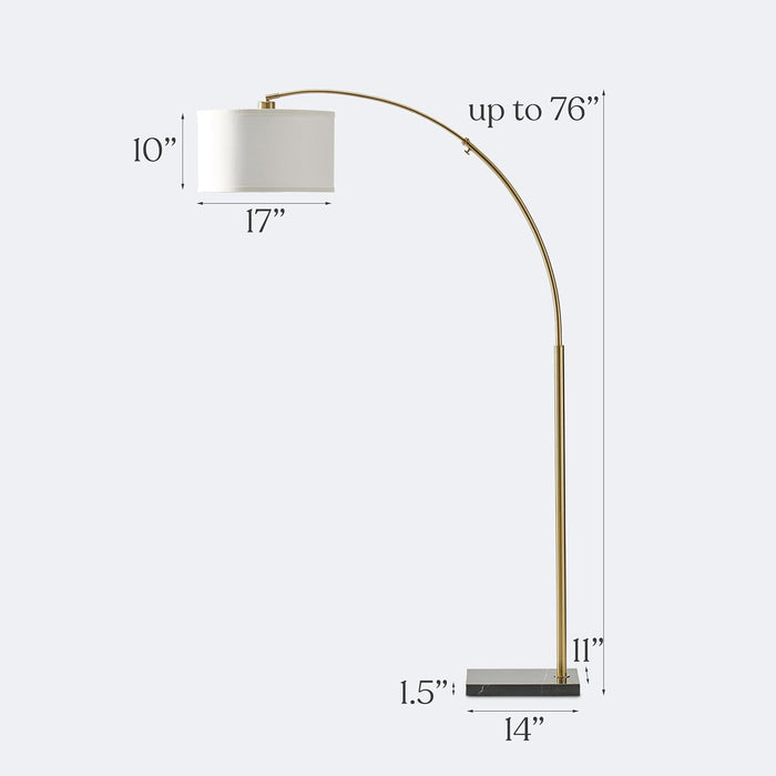 Logan Arc Floor Lamp, Bright Standing Lamp for Living Rooms, Offices & Bedrooms, Modern Living Room Décor, Tall Hanging Floor Lamp for Reading and More – Gold/Brass