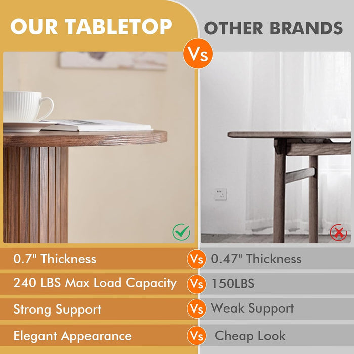 35.5" round Dining Table for 2 4, Brown