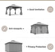 12x12 Ft Grey Gazebo Weatherproof With InsectNetting