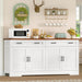 63" Buffet Cabinet with Storage, Large Sideboard Buffet Cabinet with 2 Adjustable Shelves and 4 Doors, Modern Farmhouse Coffee Bar for Kitchen, Living Room, White