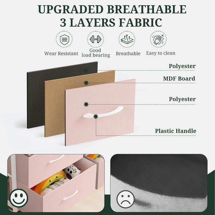 Pink Oversized Dresser With Textile Bins Organizer