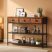 Entryway Table, 38'' Console Sofa Table with 3 Fabric Drawers, Industrial Entry Way Table with Storage Shelves, Display Shelf for Living Room, Hallway, Entrance, Foyer, Rustic Brown