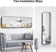 60"X20" Full Length Wall Mirror, Large Black Vanity Mirror with Rounded Corner & Metal Frame, Modern Design for Bathroom, Living Room, Entryway, Hang Horizontal/Vertical