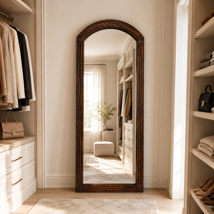 63" X 24" Arched Full Length Mirror with Solid Wood Frame