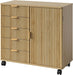 Five Drawer Oakwood Filing Cabinet Locking Casters