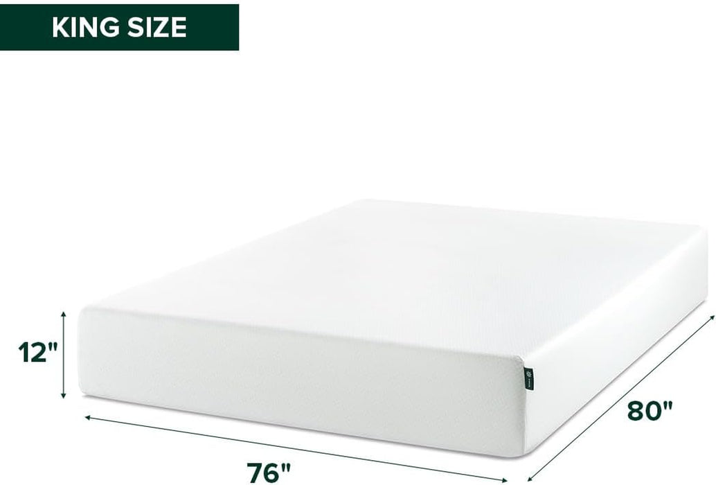 12 Inch King Green Tea Memory Foam Mattress, Medium Firm Feel