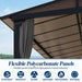 12' X 20' Outdoor Polycarbonate Lean to Gazebo - Wall-Mounted Aluminum Frame Gazebo with Slope Hardtop, Patio Heavy-Duty Lean to Pergola with Netting & Curtains for Garden, Backyard, Deck