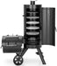 Charcoal Vertical Smoker Grill and Offset Smoker Grill Combo, Extra Large Outdoor Barrel BBQ Meat Smoker with 5 Removable Smoking Grates & Built-In Hooks for Various Meat Foods