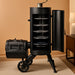 Charcoal Vertical Smoker Grill and Offset Smoker Grill Combo, Extra Large Outdoor Barrel BBQ Meat Smoker with 5 Removable Smoking Grates & Built-In Hooks for Various Meat Foods