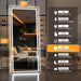 Full Length Mirror with Lights, 75" X 28" LED Lighted Floor Standing, Full Body Dressing Hanging Mounted Mirror, Tempered Glass, Square White