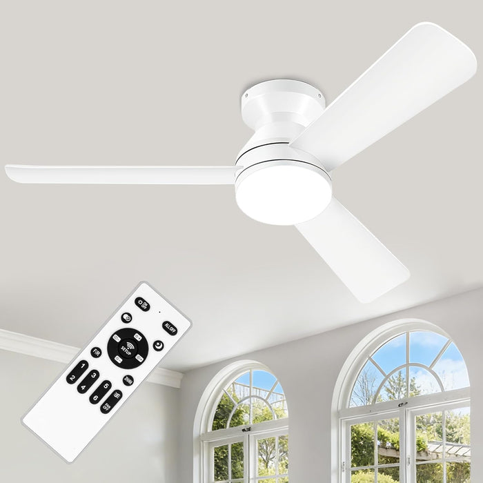 42 Inch White Ceiling Fan RemoteControl DimmableLight
